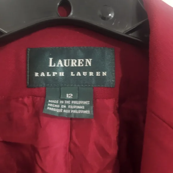 Lauren Ralph Lauren Women's Burgundy Classic Blazer 12 - Picture 2 of 4